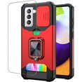 thumbnail image 1 of LAICAIW Compatible for Samsung Galaxy S21 Plus Phone Case with Screen Protector Card Holder Stand Kickstand Heavy Duty Shockproof Hybrid Rugged Drop Protective Cover for Women Men Girls 6.7 inch Red, 1 of 6