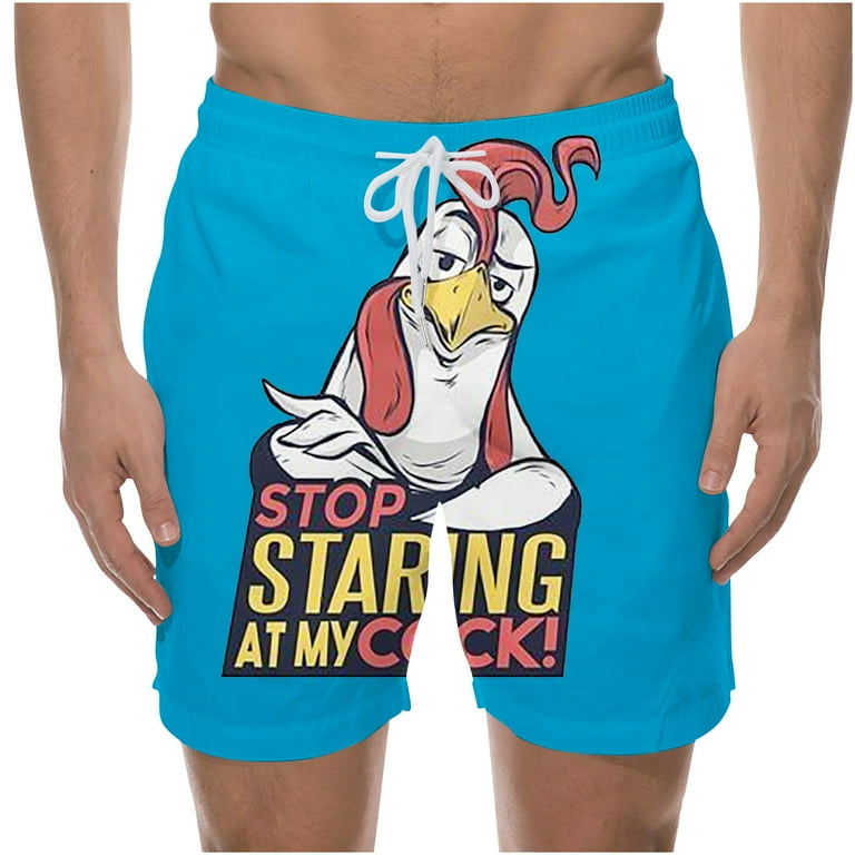 Mens Swim Trunks Quick Dry Swim Shorts with Pocket Funny Swimwear
