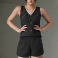 thumbnail image 2 of GILIGEGE 2 Piece Sets for Women Two Piece Outfits for Women 2025 V Neck Vest and Shorts Loose Casual Two Pieces Set Short Sets Casual Outfits for Women Black Xl, 2 of 6