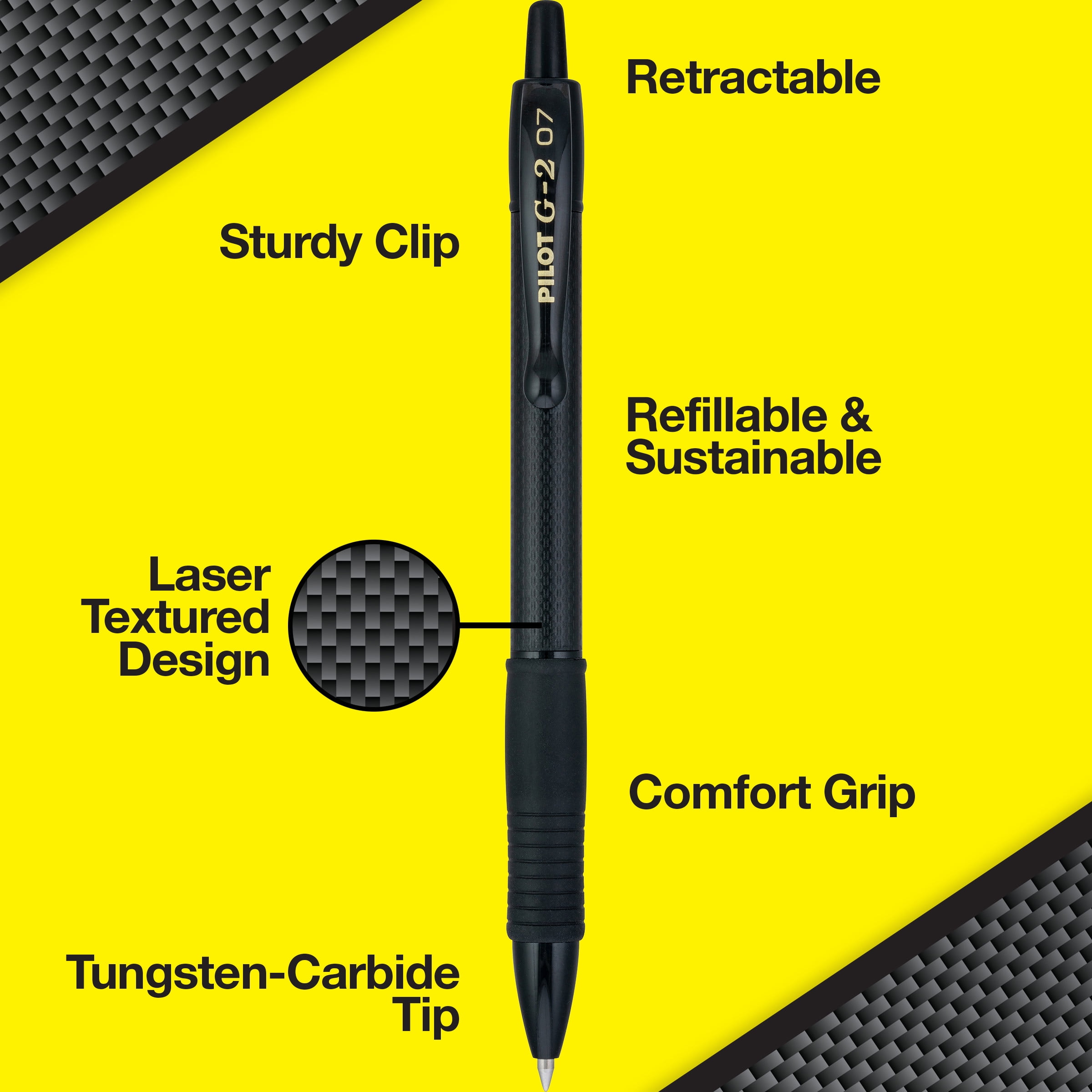 Pilot G2 Edge Premium Retractable Gel Ink Rolling Ball Pens, Fine Point, Black Ink, 36 Count