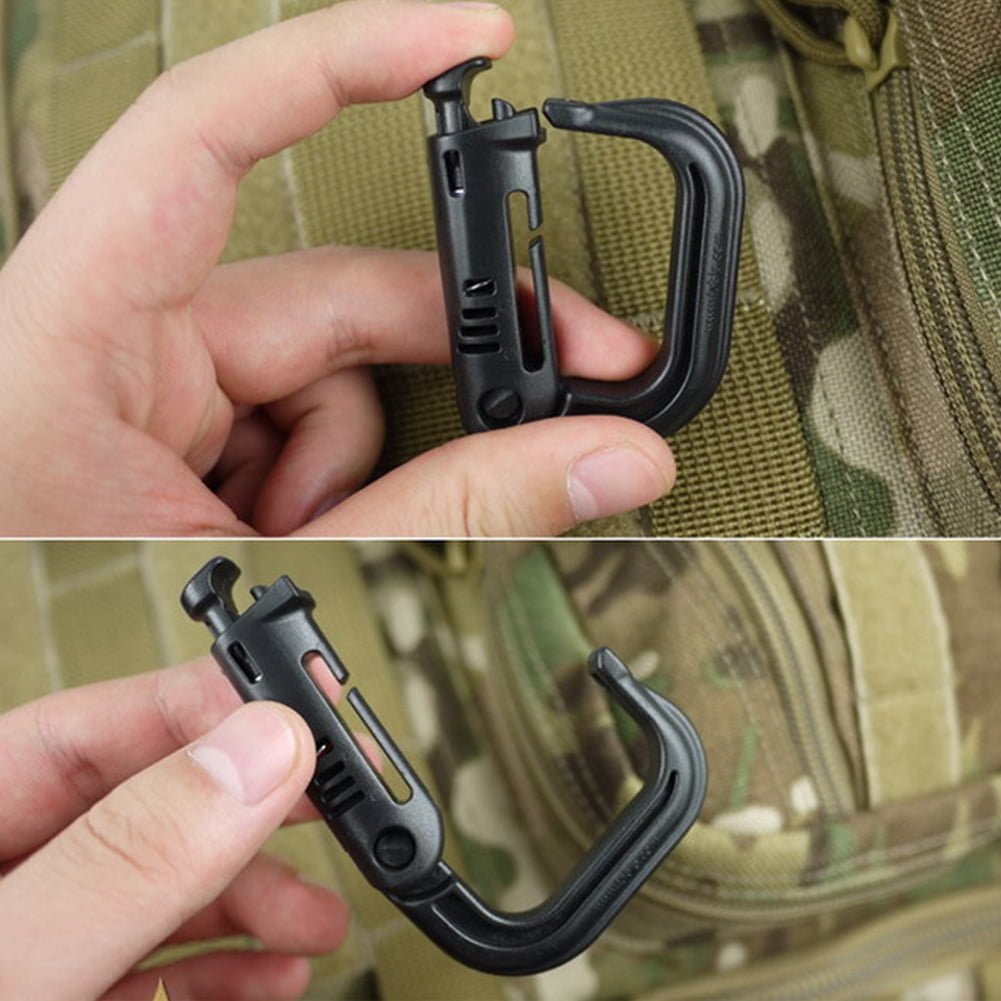5Pcs Carabiner Hanging Black Backpack Clasps Locking D-Ring Climbing Accessories 