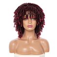 thumbnail image 1 of Ruilong Peluca corta de rastas para mujeres y hombres negros, pelucas afro rizadas, peluca de pelo sintético suave sin pegamento, resistente al calor, transpirable ((T1B/Borgoña)), 1 of 5