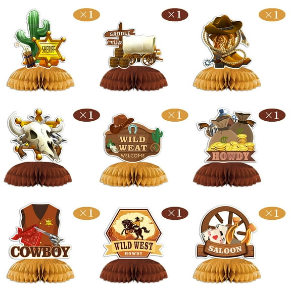 Western Cowboy Birthday Party Honeycomb Table Decoration Wild West Tabletop Arrangement Honeycomb Ornaments