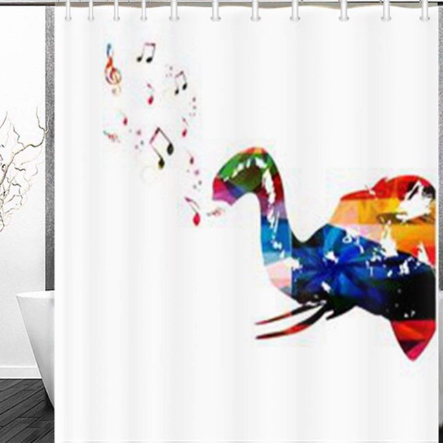 Cortina de Ducha ABPHQTO Elefante Silueta Recogida Varios Elementos 150x180 cm