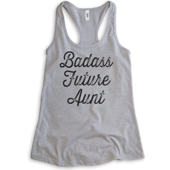 Badass Future Aunt Tank Top, Ladies Racerback Tank Top, Badass Aunt Tank, New Aunt Tank, New Aunty Tank, Heather Gray, XX-Large