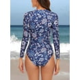 thumbnail image 5 of Charmo Women's One Piece Rashguard Swimsuit Floral Zip Front Surfing Shirt Sun Protection, 5 of 5