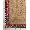 thumbnail image 4 of DecorAvenue Hand Woven Braided Farmhouse Cotton Jute Area Rug Natural Multi Border Color 2 ft Square, 4 of 5