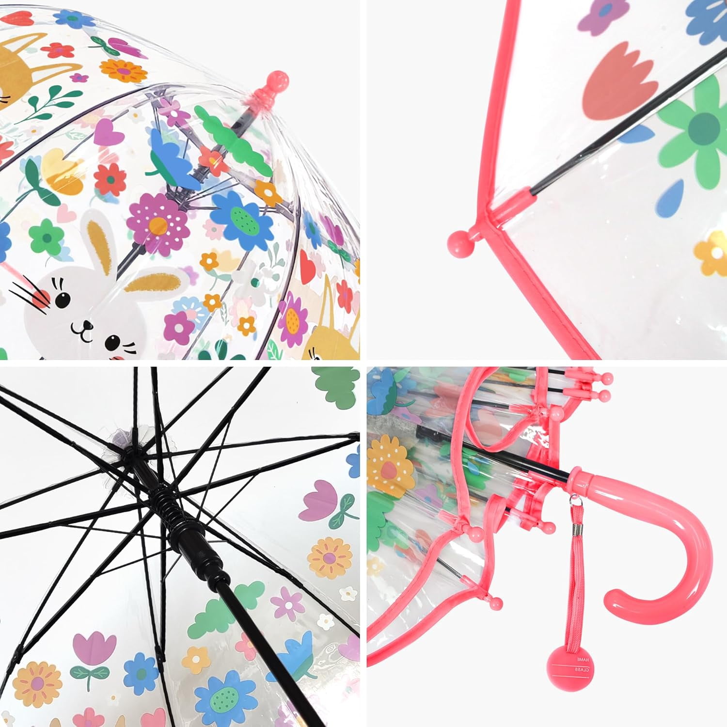 MGH 2 PCS Kids Clear Umbrellas for Rain Dome Bubble Umbrella Windproof for Toddler Boys Girls
