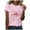 Pink, variant on AUNVITO Women's Valentine's Day T-shirt Round Neck Short Sleeve with Valentine Print Casual and Fashionable Style