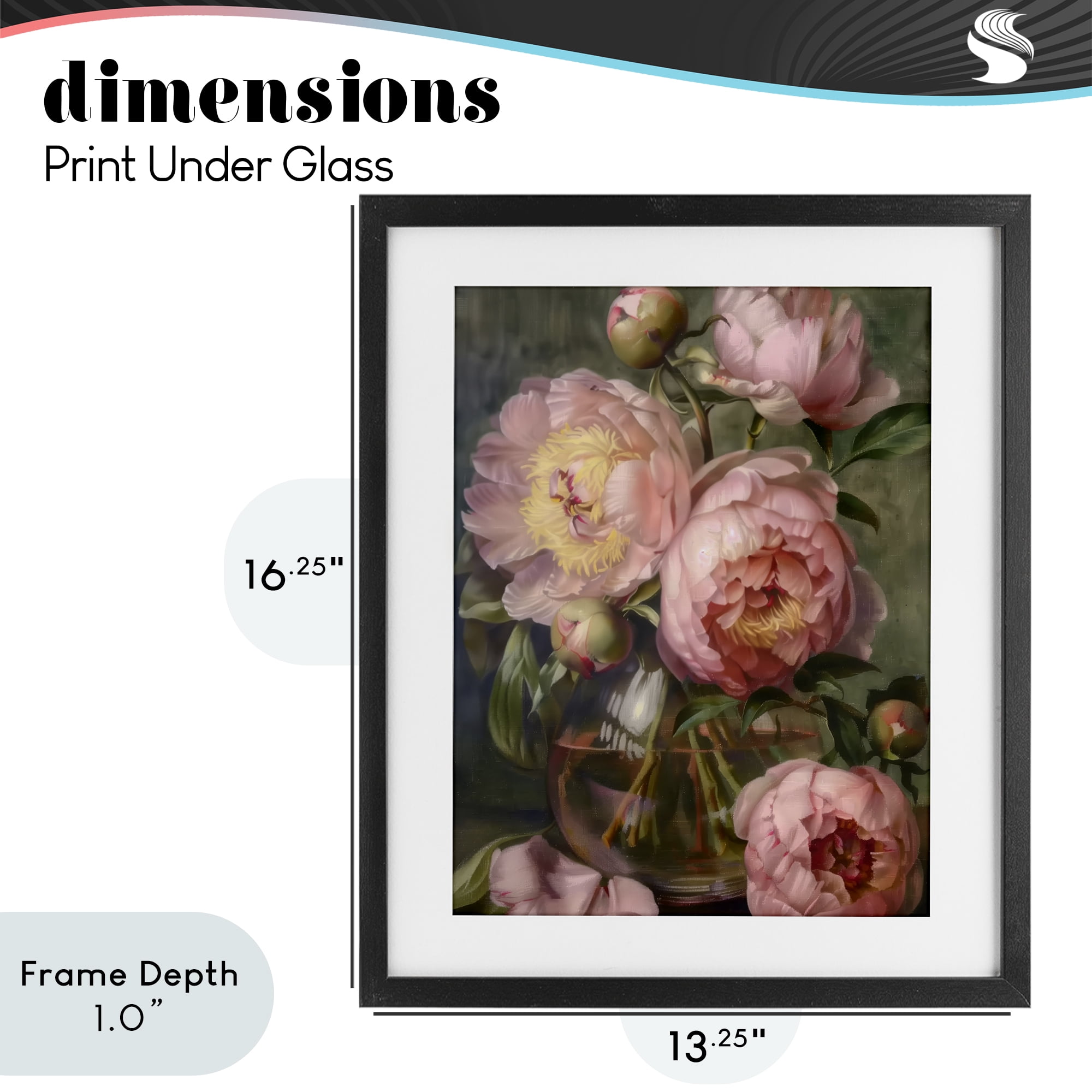 Stupell Industries Pink Peonies in Glass Vase Black Framed Print Under Glass, design by LSR Design Studio