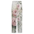 thumbnail image 5 of Pink Wildflowers Winter Female Pants Flannel High Waist Women Pants Lady Warm Straight Leg Plush Trousers, 5 of 7