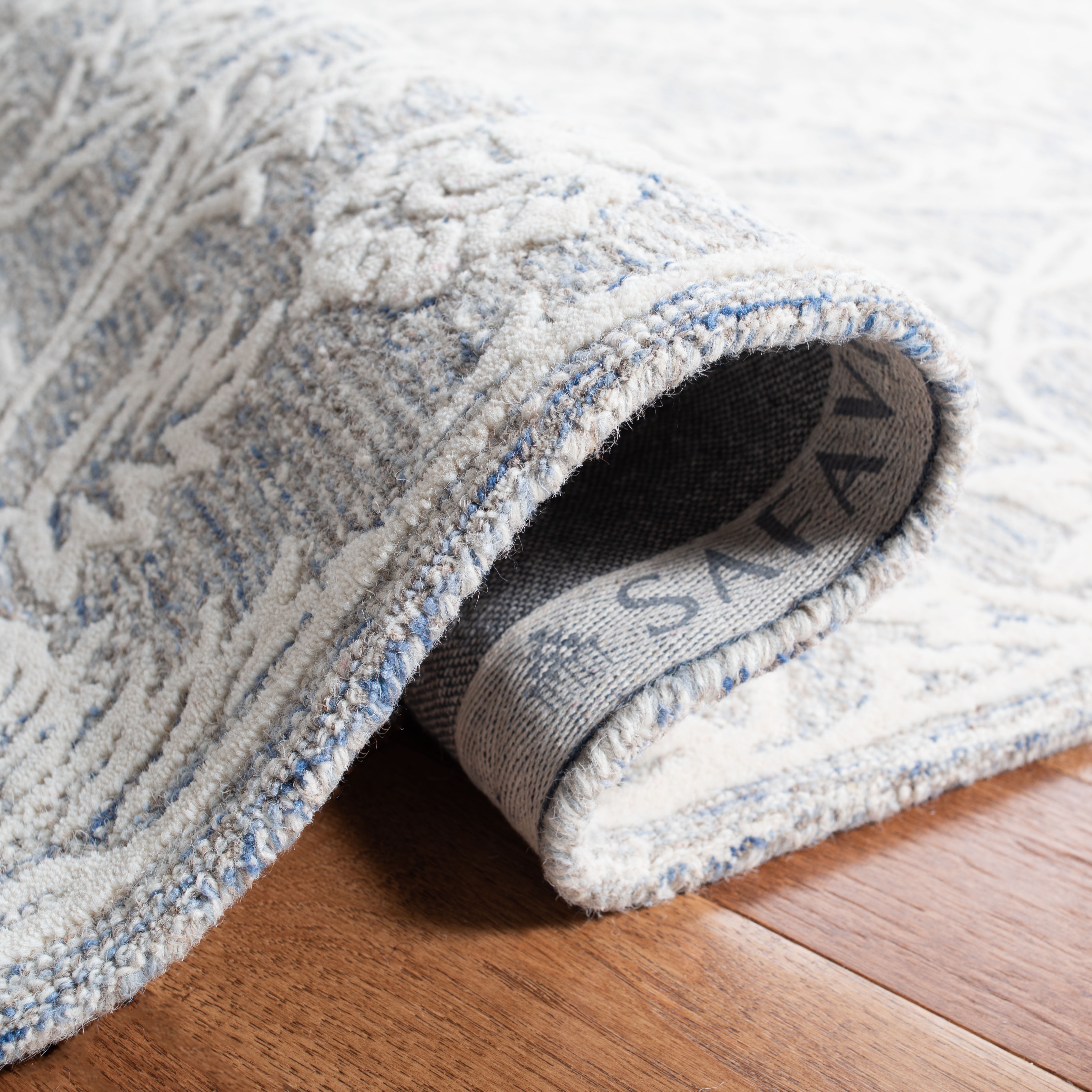 SAFAVIEH Glamour Cionadogh Floral Wool Area Rug, Blue/Ivory, 9' x 12'