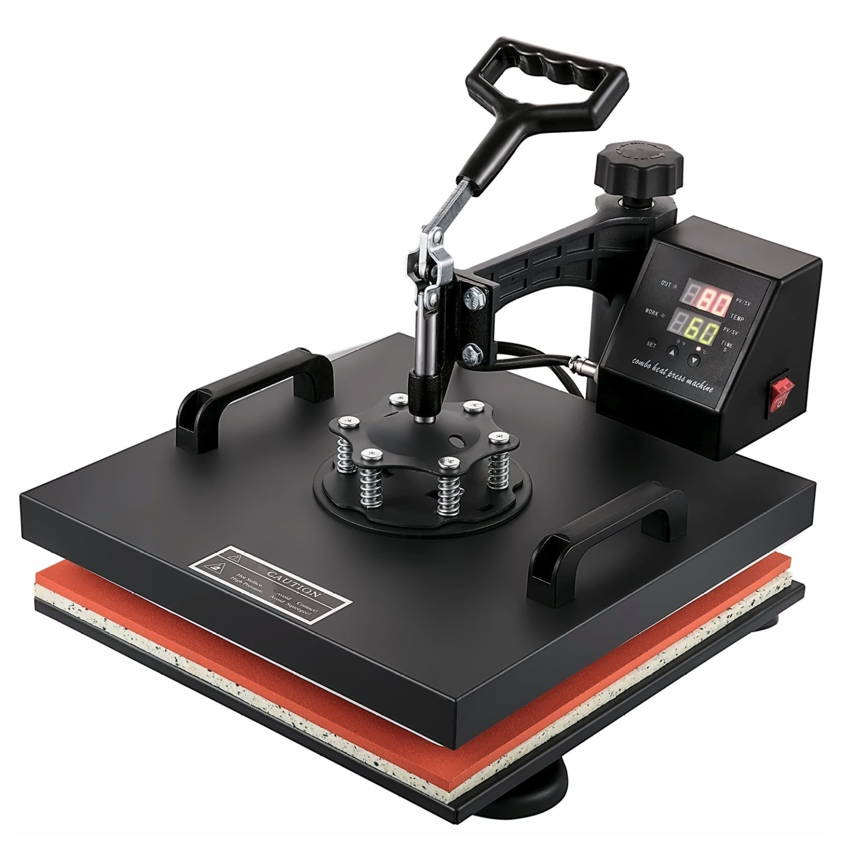 Heat Press Machine 15x15 Inch 8-in-1 Combo Digital Multifunctional Sublimation Transfer Press for T Shirts, Hats, Mugs, Caps, Plates - Swing Away