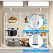 YEERSWAG® Expandable Under Sink Organizer,2 Tier Adjustable Under Sink Storage Rack with Removable PP Panels,Carbon Steel Kitchen Bathroom Cabinet Organizer Multi-purpose Countertop Storage Shelf