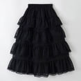 thumbnail image 3 of Miluxas Girls' Maxi Skirts Tiered Elastic Waist Long Flowy Swing Ruffle Pleated Casual Summer Skirts Black 5-6 Years, 3 of 4