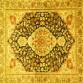 thumbnail image 1 of Ahgly Company Machine Washable Indoor Square Medallion Yellow Traditional Area Rugs, 3' Square, 1 of 4