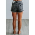 thumbnail image 4 of Kaia KanCan Women's High Rise Distressed Denim Shorts, Acid Wash, Raw Hem, Stretch Fit, 4 of 6