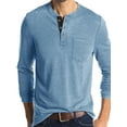thumbnail image 1 of Bellella Men Henley Shirts Casual Long Sleeve Crew Neck Pullover Tops Fall Winter Button Up T-Shirts with Front Pocket, 1 of 3
