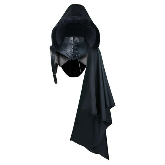 Runquan vintage mens black cape hooded retro cape cosplay L L