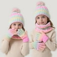 thumbnail image 6 of 3 Pieces Winter Hat Scarf Glove Set for Kids,Fleece Lined Beanie with Pom Pom,Touchscreen Gloves Knit Scarf for Cold Weather, 6 of 9