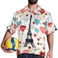 thumbnail image 4 of Eiffel Tower Valentine's Day Men's Casual Short Sleeve Button Down Shirts - Printed Summer Beach Tops for Men and Women, 4 of 6