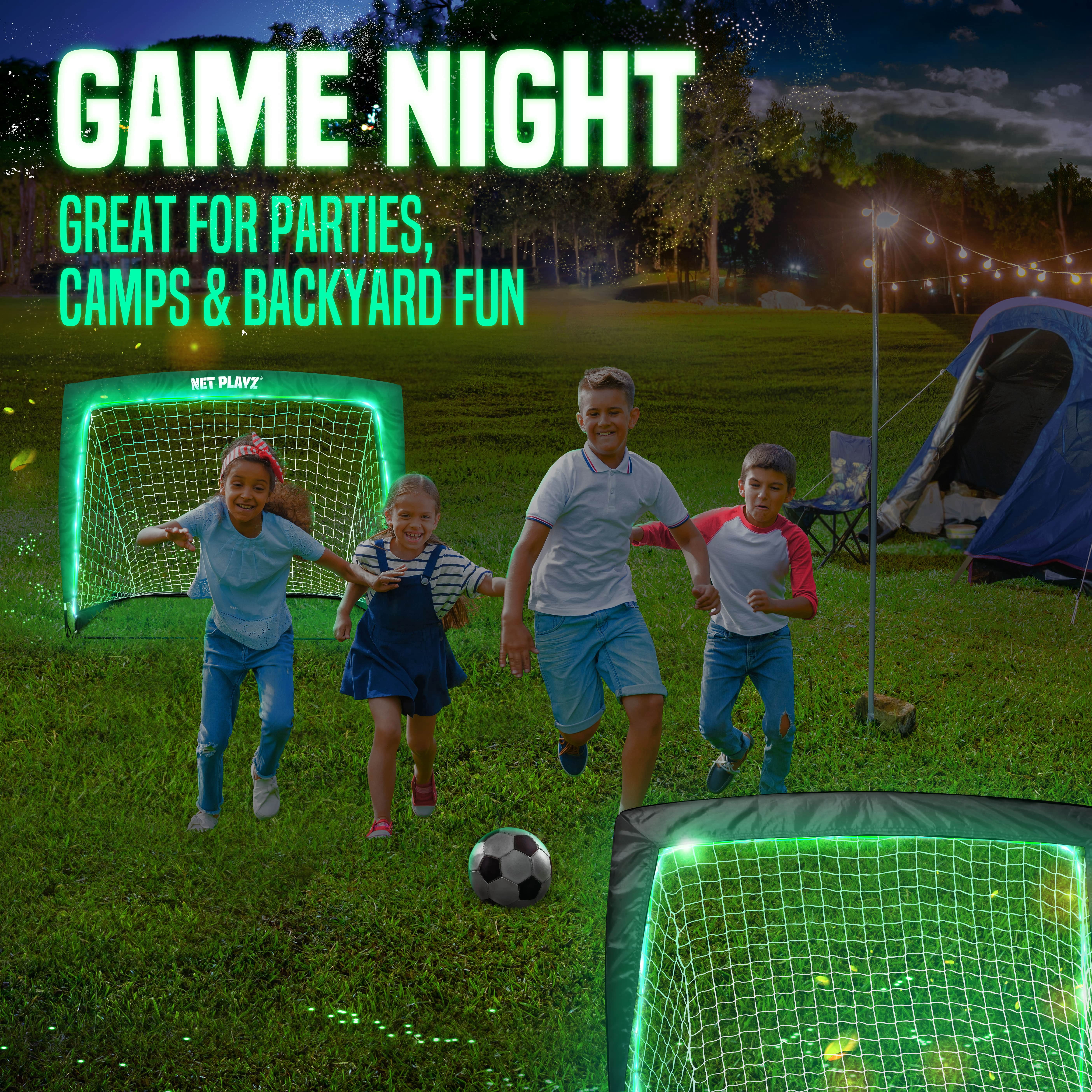 Soccer Goals (Glow in The Dark) Kids Pop-up Soccer Net Football Goals, Portable