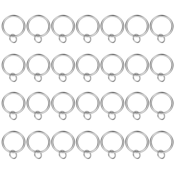 Uxcell 28 Pcs Anillos de Cortina con Ojales, 1.25"ID Deslizamiento Suave Anillo de Drapería de Metal Ajuste Hasta 1" Barra de Cortina, Plata