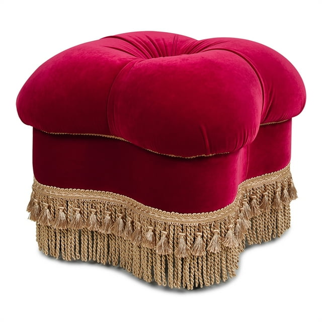 Jennifer Taylor Home Ellen Hand-Tufted Clover Ottoman Siren Red