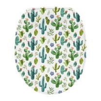 SEANATIVE Cactus Plant Toilet Lid Cover Soft Flannel Fabric Toilet cover Easy to Install Toilet Seat Cover Protector Home Decor Universal Toilet Tank Dust Cover with Elastic Edge