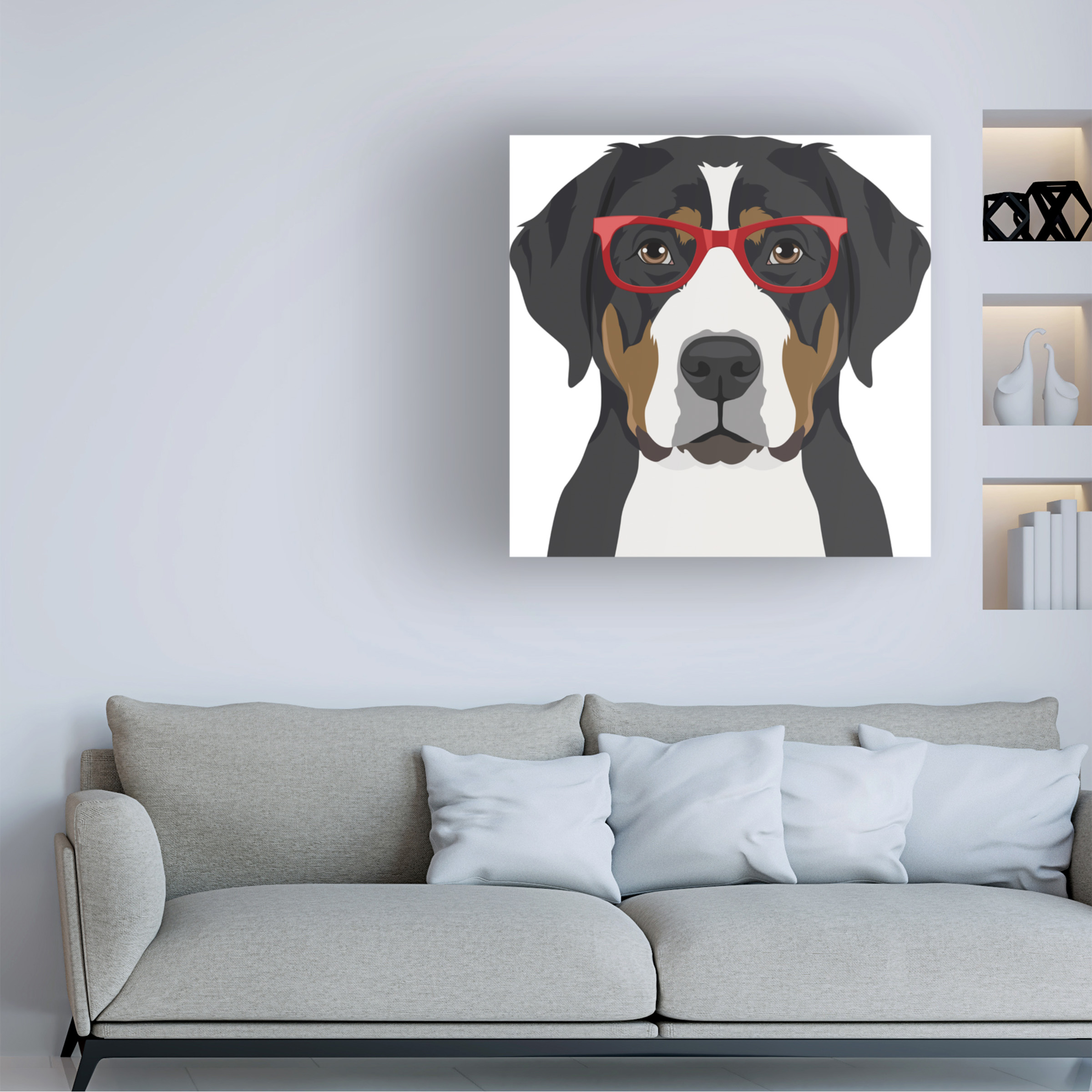 Furbaby Affiliates 'Greater Swiss Mountain Dog Wearing Hipster Glasses' Canvas Art