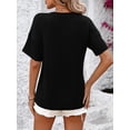 thumbnail image 4 of SHIBEVER Women Summer T Shirts Casual Short Sleeve Blouses Trendy V Neck Loose Tunic Black Tops for Women With Pocket Size XL, 4 of 5