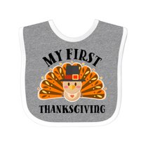 Inktastic My First Thanksgiving Cute Turkey Pilgrim Hat Boys or Girls Baby Bib
