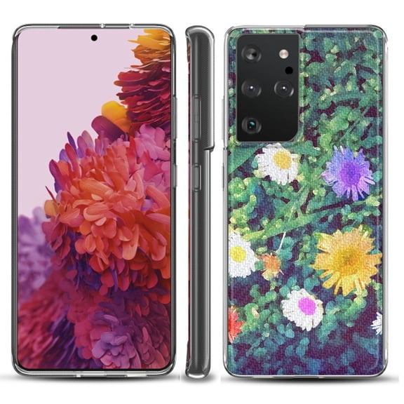 Slim-Fit Lightweight Protective Phone Case compatible with Samsung Galaxy S21 ULTRA 5G, by OneToughShield ® - Daisy Paint