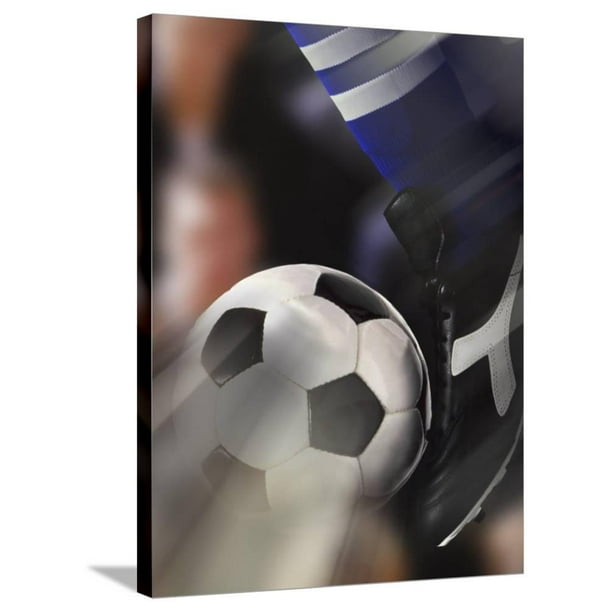 Close Up Of A Soccer Player Kicking A Soccer Ball Gallery Wrapped Canvas Print Wall Art Walmart Com Walmart Com