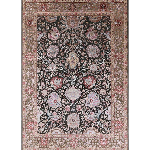 Ahgly Company Indoor Rectangle Mid-Century Modern Silver Pink Oriental Area Rugs, 4' x 6'