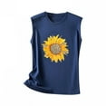thumbnail image 1 of Hauts Grande Taille pour Femmes Imprimé Tournesol Sans Manches Débardeur Été & Printemps Col Rond Décontracté Ample Tee-Shirts Confortables, 1 of 5