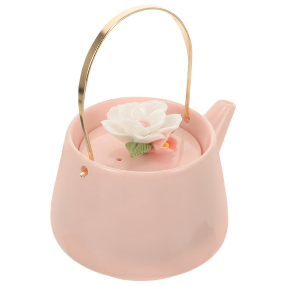 MLINS Pink Ceramic Tea Pot with Flower Design for Home Use and Excellent Heat Retention 1