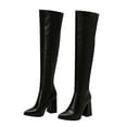 thumbnail image 5 of Boots for Women Knee High Fashion Casual Leather Pointed Toe Chunky Heel over The Knee Tall Boots Winter Fall Long Dress Knee-High Boots Black, 5 of 6