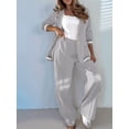 thumbnail image 5 of Women'S Fall Spring 2 Piece Blazer Outfits Business Casual Oversized Jacket Wide Leg Work Pants Gray S, 5 of 9