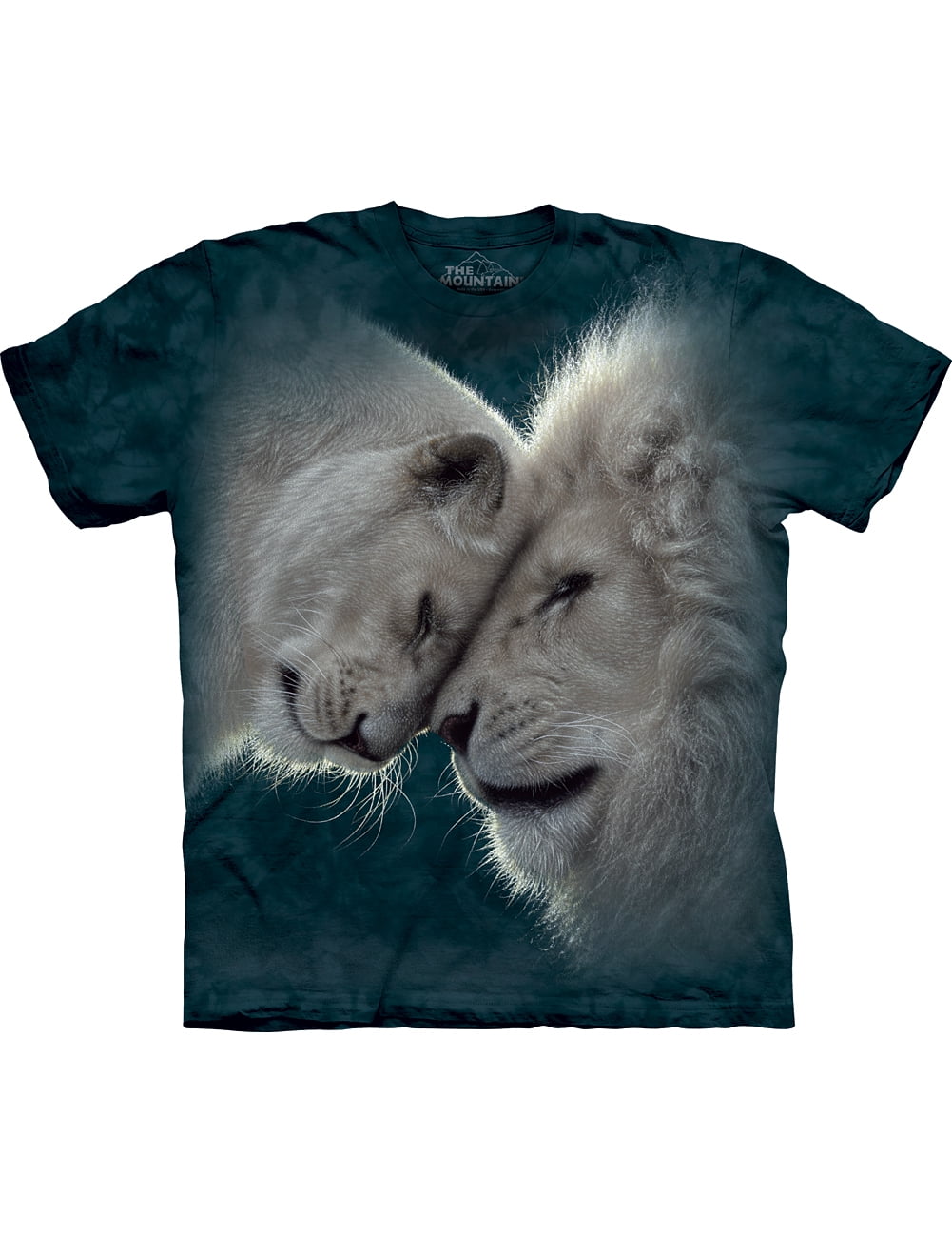 The Mountain WHITE LIONS LOVE Large Cotton Lions TShirt Green Adult