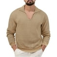 thumbnail image 2 of Men V Neck Henleys Sweater Casual Knitted Long Sleeve Pullover Blouse Winter Lightweight Slim Fit Business Work Basic Knitwear, 2 of 6