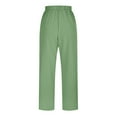 thumbnail image 4 of Owordtank Womens Drawstring Capris Elastic Solid Color Trouser Casual Cotton Linen Pencil Pants, 4 of 5