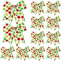 Dalrosia 12PCS Red Green Christmas Bows Decoration 6 Inch Large Christmas Wreaths Bows Xmas Tree Dot Ribbons Ornaments for Garland Wedding Party