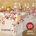 thumbnail image 3 of Collections Etc Indoor Christmas Decorations, Festive Lighted Berry Beaded Garland Red- 120"L, 3 of 9