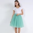 thumbnail image 5 of Huowey Women Tutu Skirts Midi Length Dance Ballet Solid Color Layered A-Line Wedding Party Midi Skirt Elastic Waist Skirt Clothing,Green, 5 of 5