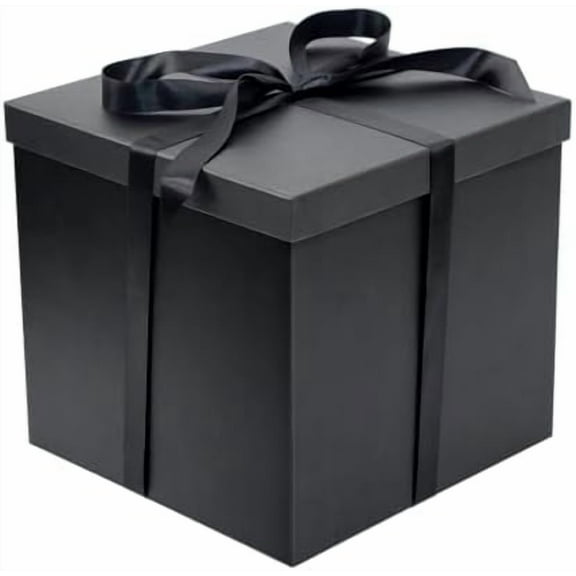 Large Gift Box with Lid for Present Collapsible Gift Box with Filler Paper for Birthday Anniversary Valentine 12x12x10 - Black