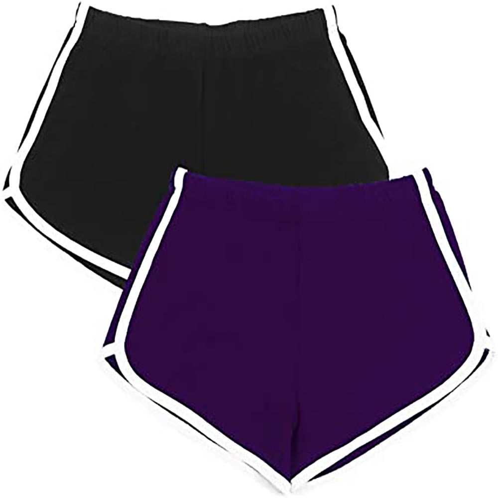 URATOT 4 Pack Yoga Short Pants Cotton Sports Shorts Gym Dance Workout Shorts Dolphin Running Athletic Shorts for Women 