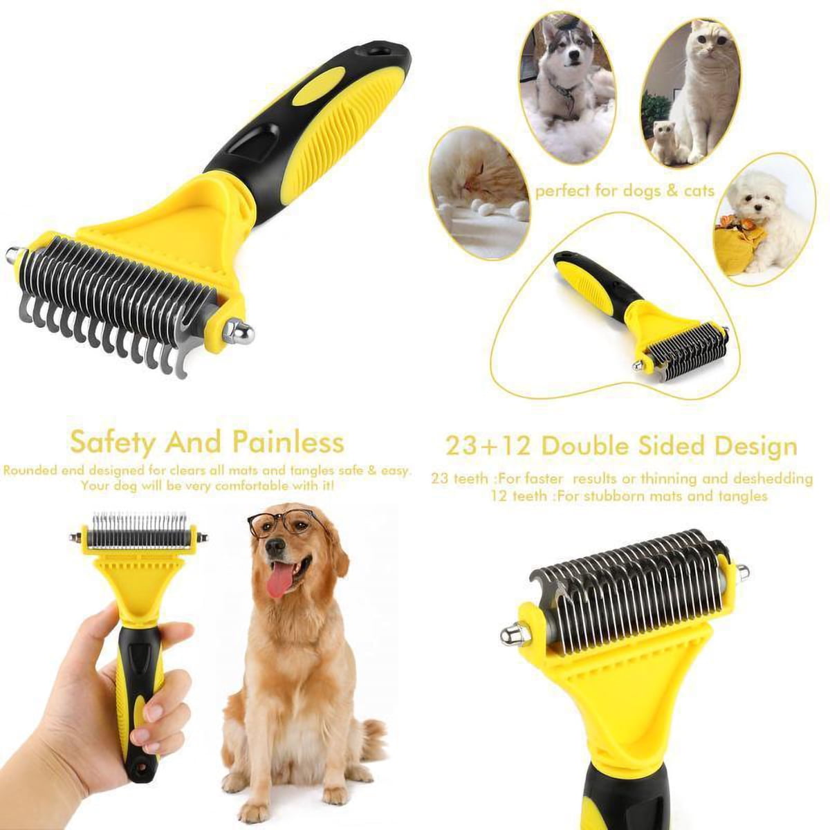 Pet Comb Dog Hair Brush Plastic Handle Pet Comb Pet Knotted Comb Double ...