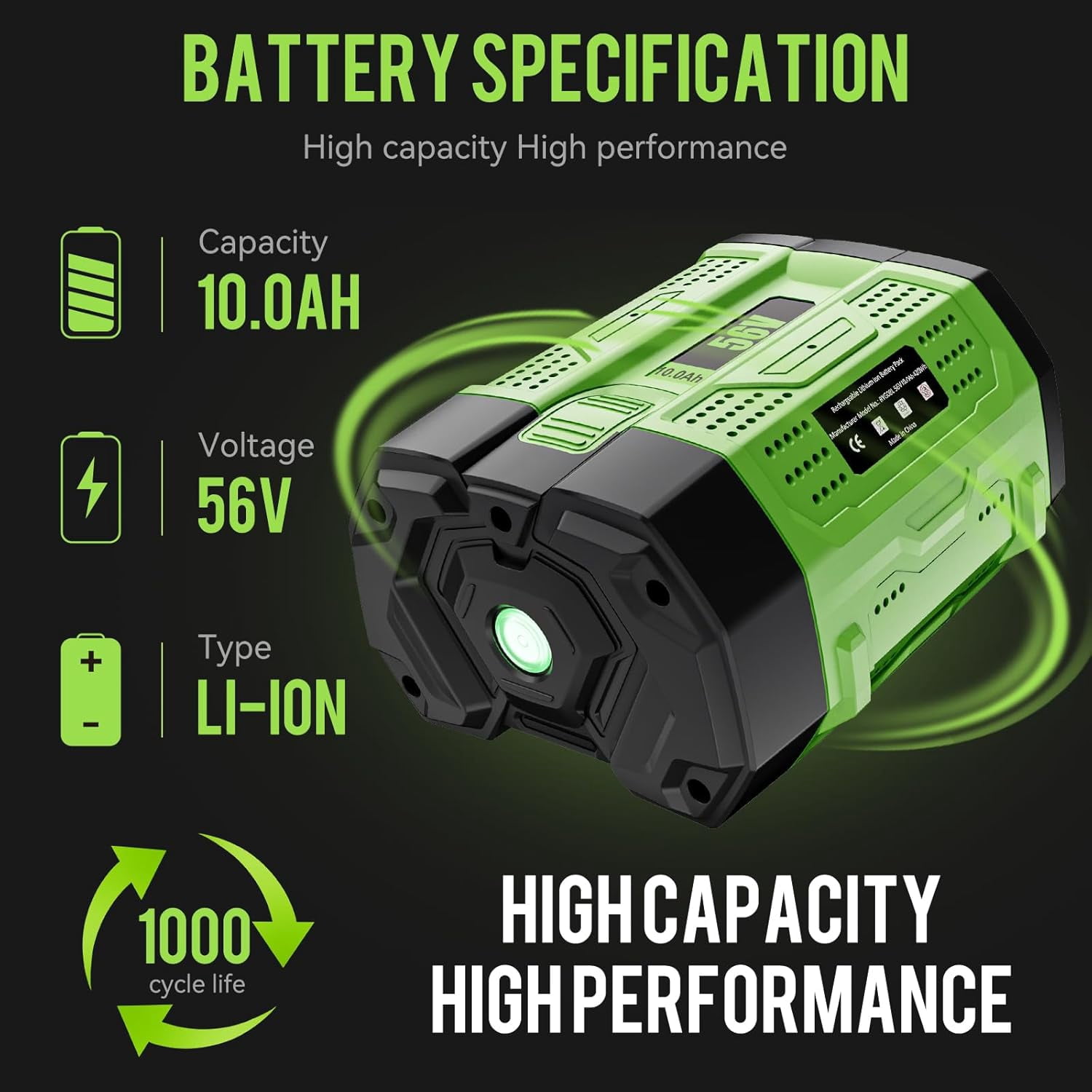 2Packs 56V 10.0Ah Replacement for EGO BA2800T BA2800 BA4200 BA1400 Compatible with Ego 56V Battery Power+ Cordless Tools