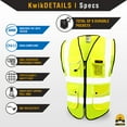 thumbnail image 5 of KwikSafety (Charlotte, NC) SUPERIOR Safety Vest (9 POCKETS) Class 2 ANSI High Visibility Reflective Heavy Duty Mesh Zipper Hi Vis Construction Surveying Engineering Work HiViz Men | Yellow Small, 5 of 6